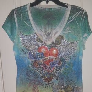 Womens Boutique Heart Shirt  with crystals